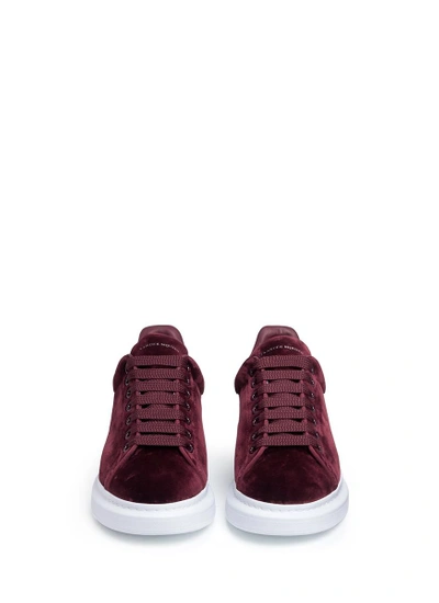 Shop Alexander Mcqueen 'larry' Chunky Outsole Snake Embossed Collar Velvet Sneakers