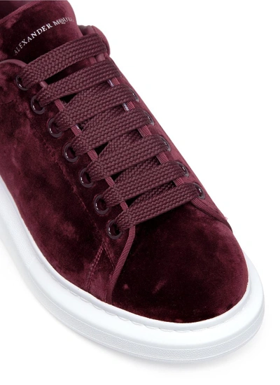 Shop Alexander Mcqueen 'larry' Chunky Outsole Snake Embossed Collar Velvet Sneakers