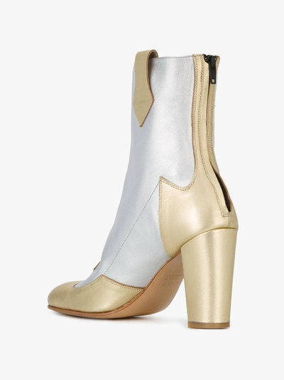 Shop Kalda Silver Gold Lou 95 Leather Boots In Metallic