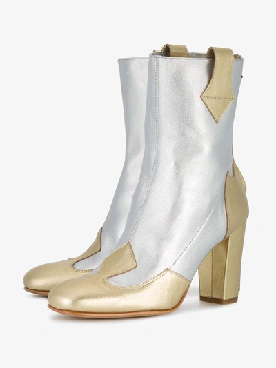 Shop Kalda Silver Gold Lou 95 Leather Boots In Metallic