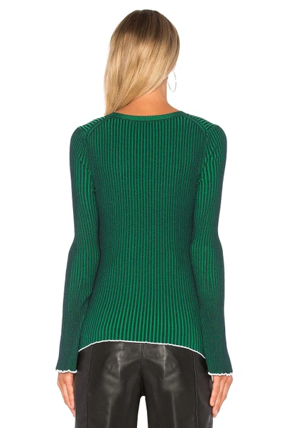 Shop Alexander Wang T Flared Sleeve Sweater In Navy & Emerald Combo