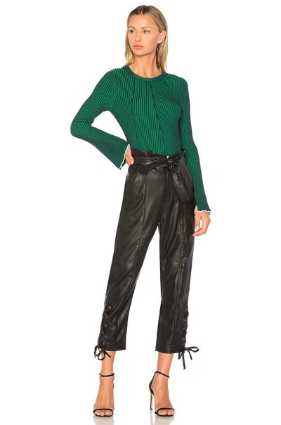 Shop Alexander Wang T Flared Sleeve Sweater In Navy & Emerald Combo