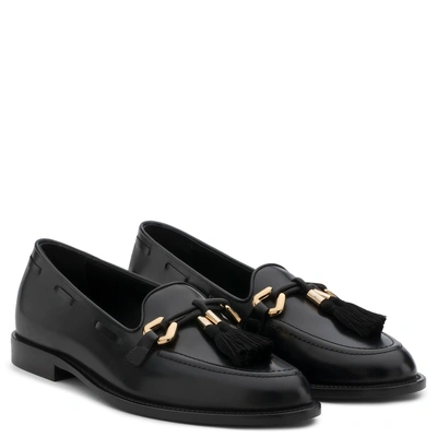 Shop Giuseppe Zanotti - Leather Loafer With Metal And Tassels Accessory Jean-pierre In Black