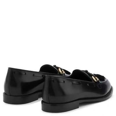 Shop Giuseppe Zanotti - Leather Loafer With Metal And Tassels Accessory Jean-pierre In Black