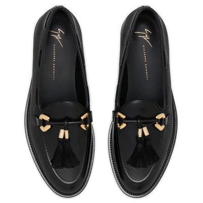 Shop Giuseppe Zanotti - Leather Loafer With Metal And Tassels Accessory Jean-pierre In Black