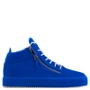 GIUSEPPE ZANOTTI GIUSEPPE ZANOTTI - UNFINISHED COLLECTION: SATURATED BLUE MID-TOP SNEAKER THE UNFINISHED,RU7009800206