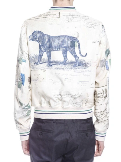 Shop Alexander Mcqueen Letters From India Bomber Jacket In Ivory