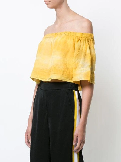 Shop Raquel Allegra Cropped Off Shoulder Blouse