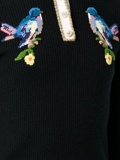 Shop Gucci Bird Embroidered Jumper In Blue