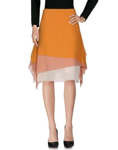 Shop Cedric Charlier Knee Length Skirts In Apricot