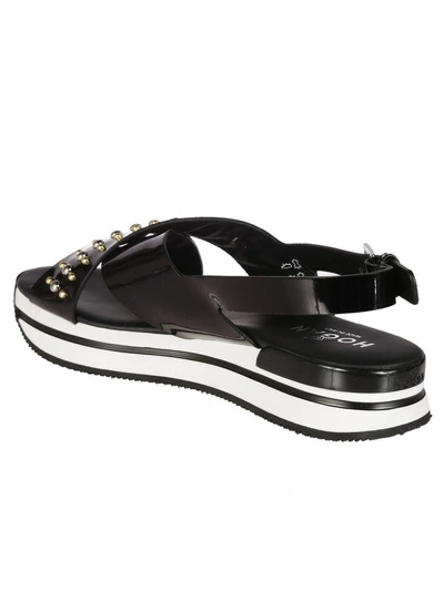 Shop Hogan H257 Studded Sandals In Black
