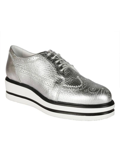 Shop Hogan H323 Lace-up Shoes In Silver