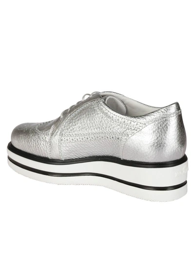 Shop Hogan H323 Lace-up Shoes In Silver