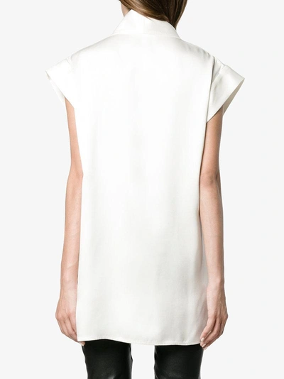 Shop Haider Ackermann Sleeveless Blouse With Contrast Shawl Collar In White