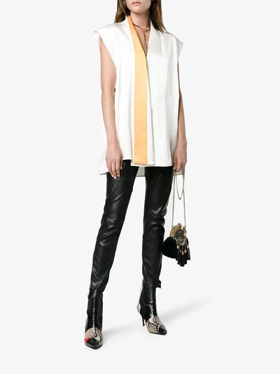 Shop Haider Ackermann Sleeveless Blouse With Contrast Shawl Collar In White