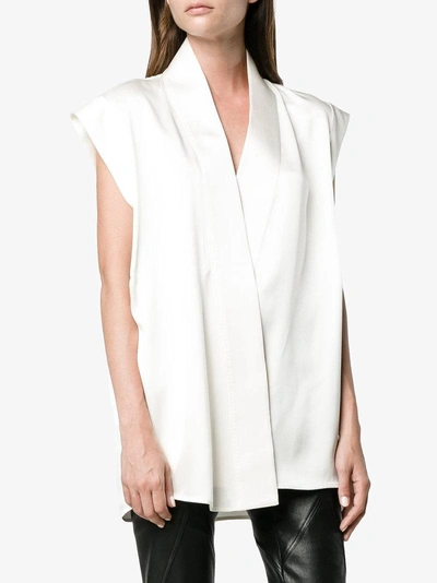 Shop Haider Ackermann Sleeveless Blouse With Contrast Shawl Collar In White