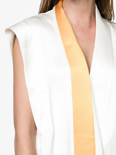 Shop Haider Ackermann Sleeveless Blouse With Contrast Shawl Collar In White