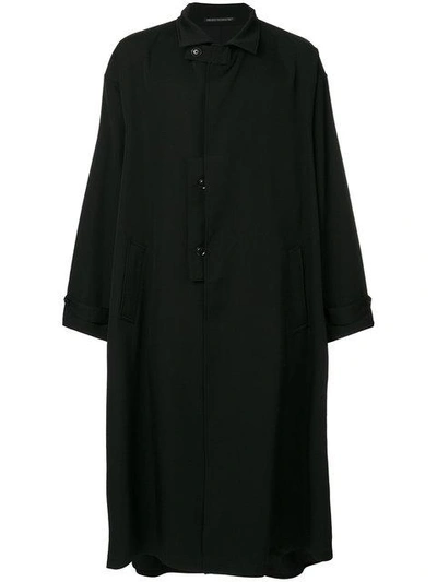 Shop Yohji Yamamoto Long Boxy Coat - Black