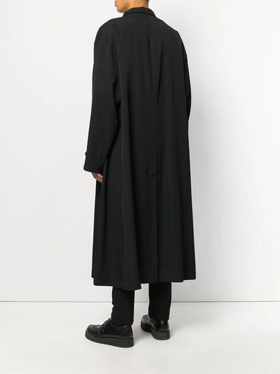 Shop Yohji Yamamoto Long Boxy Coat - Black
