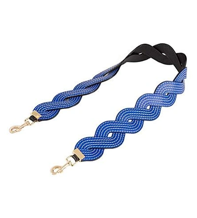 Shop Loewe Wavy Stitches Leather Strap In Electric Blue