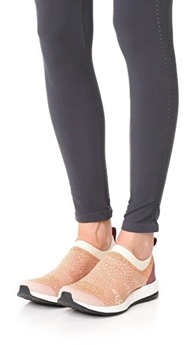 Shop Adidas By Stella Mccartney Pureboost X Sneakers In Pearl Rose/lucky Orange/chalk