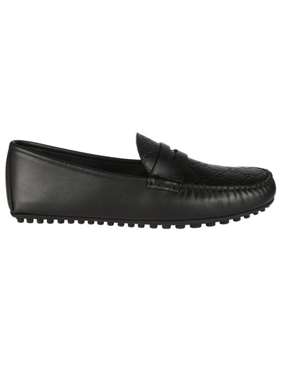 Shop Gucci Gg Supreme Driving Loafers In Black