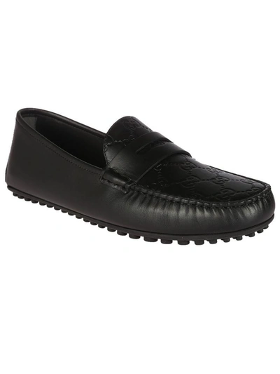 Shop Gucci Gg Supreme Driving Loafers In Black