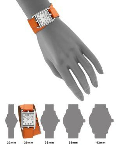 Shop Hermès Watches Cape Cod 29mm Stainless Steel & Leather Double-wrap Strap Watch In Orange