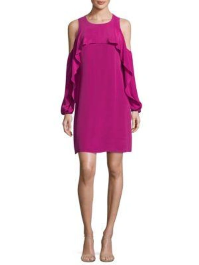 Kobi Halperin Leyton Cold-shoulder Silk Cocktail Dress In Dragon Fruit