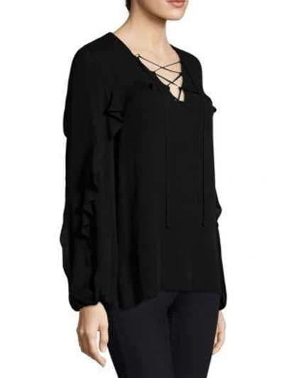 Shop Kobi Halperin Corrie V-neck Silk Blouse In Black