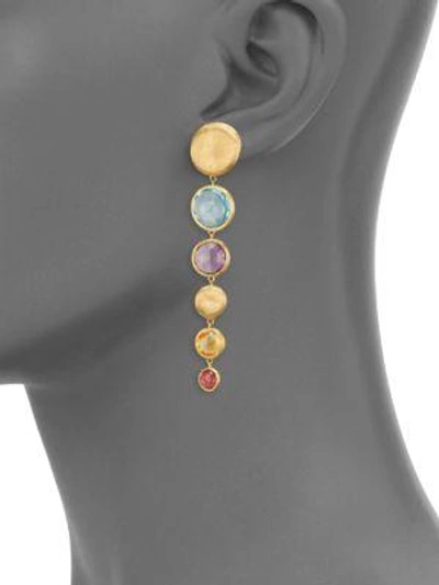 Shop Marco Bicego Jaipur Semi-precious Multi-stone Graduated Drop Earrings In Gold-multi