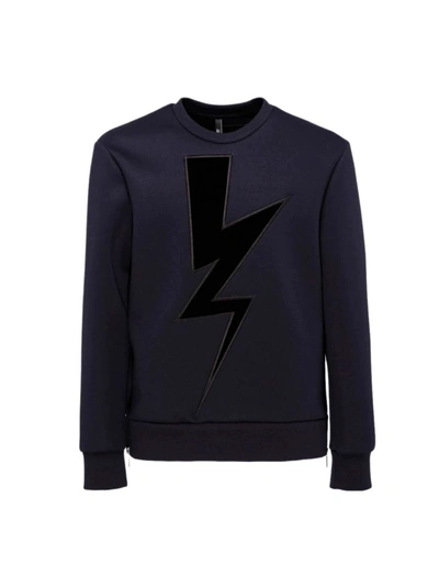 Shop Neil Barrett Lightning Bolt Sweatshirt In D.navy+bk