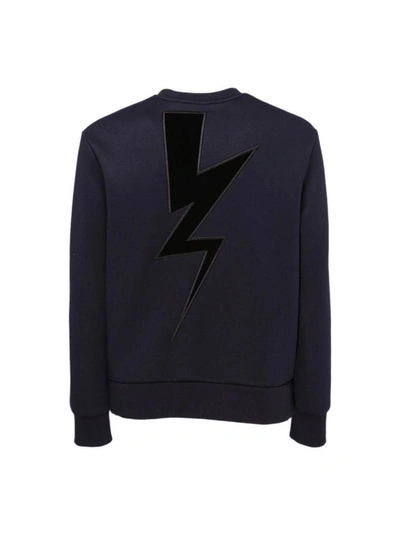 Shop Neil Barrett Lightning Bolt Sweatshirt In D.navy+bk