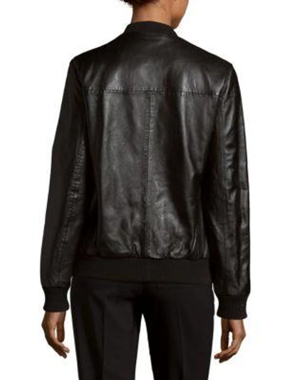 Shop Muubaa Aterno Leather Bomber Jacket In Black