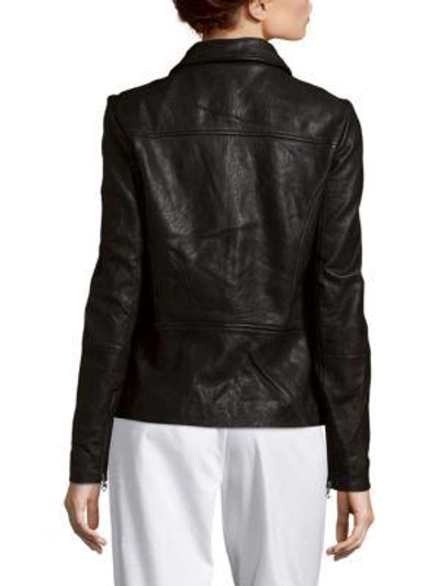 Shop Muubaa Collared Leather Jacket In Black