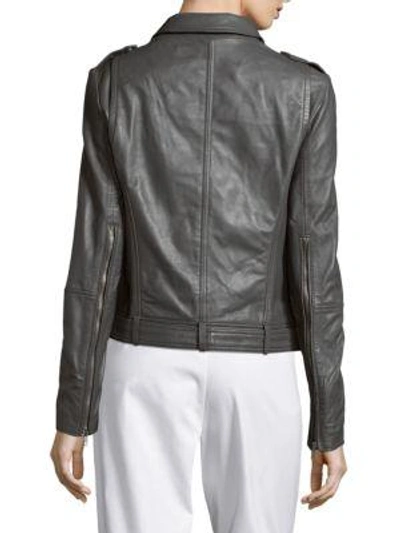 Shop Muubaa Argal Leather Biker Jacket In Stone