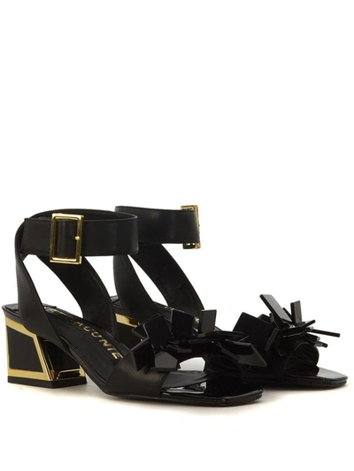 Shop Kat Maconie Gina Black Leather Heeled Sandals In Nero