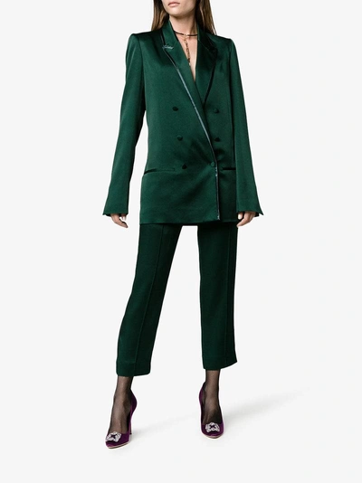 Shop Haider Ackermann Double Breasted Long Sleeve Blazer In Green
