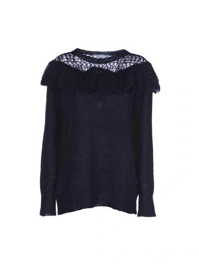 Shop Stella Mccartney Ruffle-trimmed Knit In Black