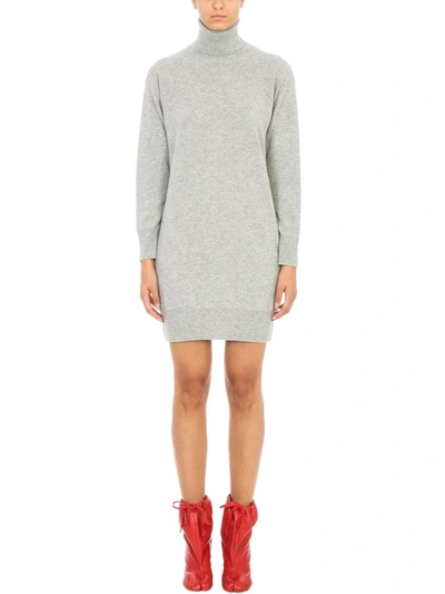 Shop Maison Margiela Knit Roll Neck Dress In Grey