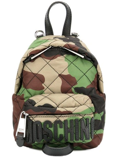 Shop Moschino Quilted Camouflage Mini Backpack