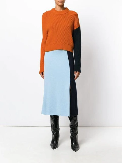 Shop Cedric Charlier Cédric Charlier Ribbed Cropped Jumper - Yellow & Orange