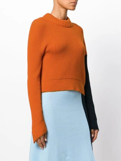 Shop Cedric Charlier Cédric Charlier Ribbed Cropped Jumper - Yellow & Orange