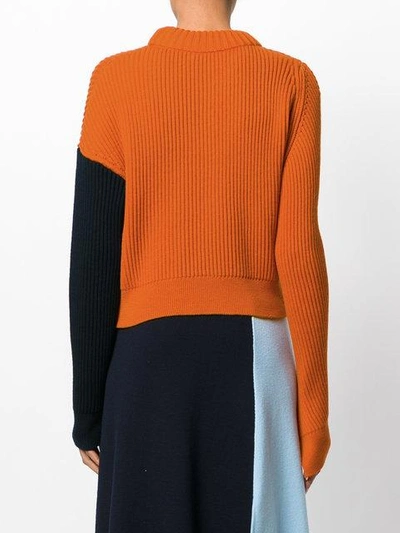 Shop Cedric Charlier Cédric Charlier Ribbed Cropped Jumper - Yellow & Orange