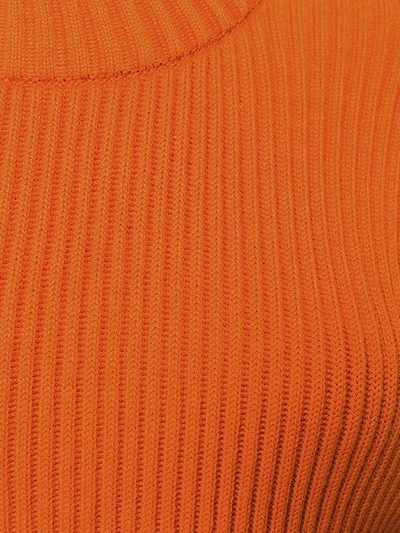 Shop Cedric Charlier Cédric Charlier Ribbed Cropped Jumper - Yellow & Orange