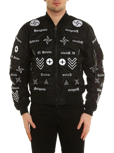 Shop Marcelo Burlon County Of Milan Roldan Alpha Ma-1 Bomber Jacket In Black/white