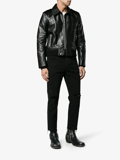 Saint Laurent Car Jacket In Black Leather And Shearling | ModeSens