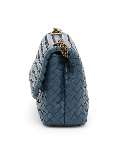 Shop Bottega Veneta Woven Olimpia Baby Bag In Denim Denim|blu
