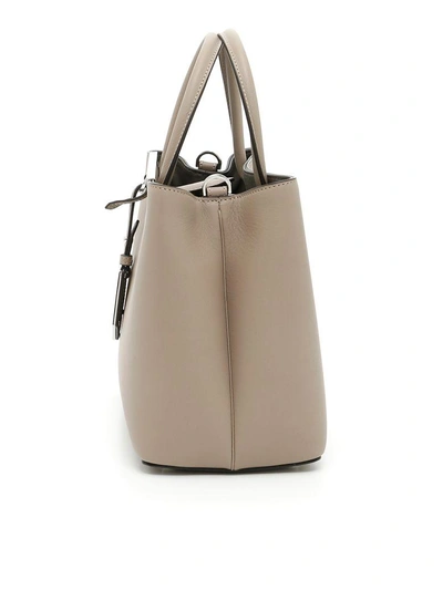 Shop Fendi Calfskin Petite 2jours Bag In Tortora+carbone+pa|beige