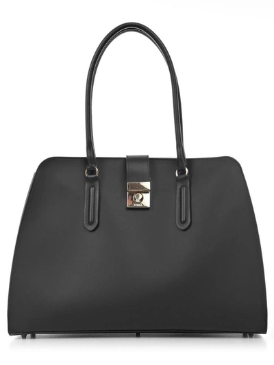Furla Milano Black Leather Shoulder Bag In Nero